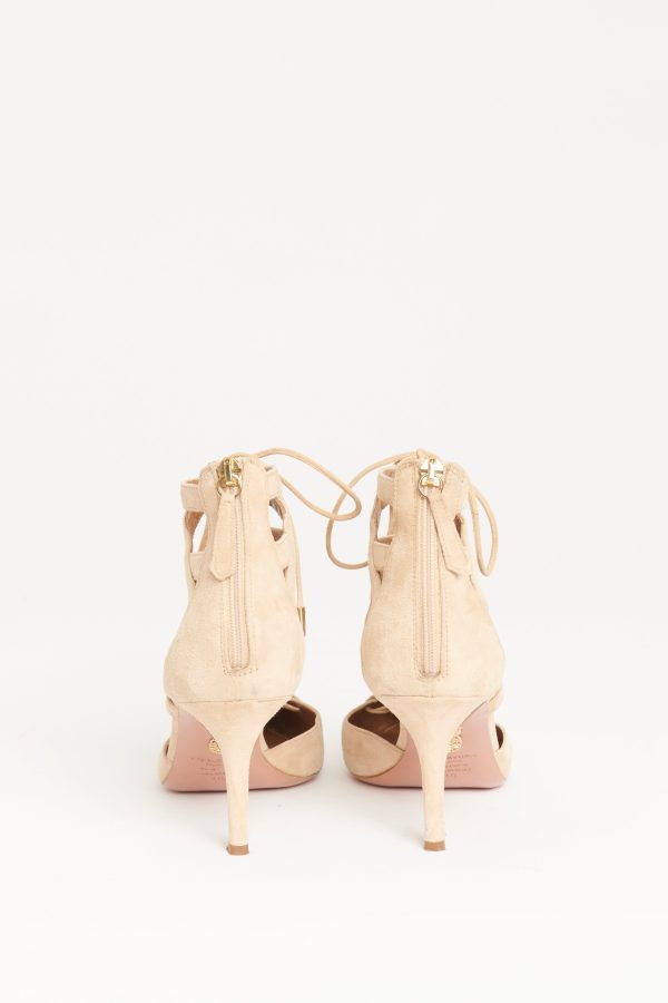 Belgravia 75 Sand Suede Preowned Heels For Cheap