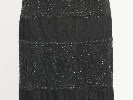 2000 Black Tulle Preowned Embellished Lace Knee Length Skirt For Discount