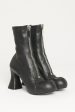 2021 Black Faux Leather Preowned Groove Sock Boots Online Hot Sale