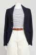 1990 s Navy Boiled Wool Preowned Single Breasted Blazer Cheap