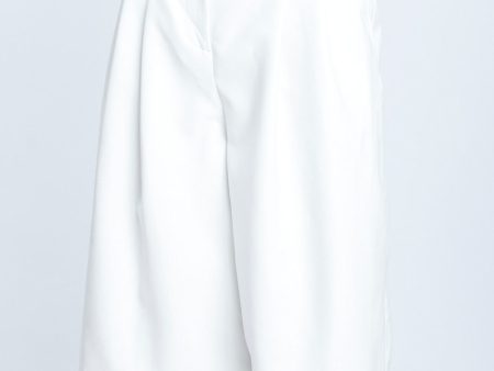 White Vegan Leather High Waisted Culotte Shorts Hot on Sale