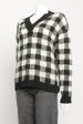 Monochrome Cashmere & Mohair Blend Preowned Check V-Neck Jumper Sale