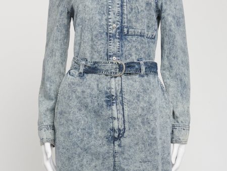 Blue Cotton Preowned Acid Wash Playsuit For Cheap