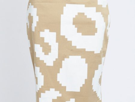 Camel and White Geometric Print Pencil Skirt Cheap