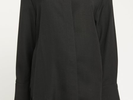 Black Viscose Preowned Brena Shantung Oversized Shirt For Cheap