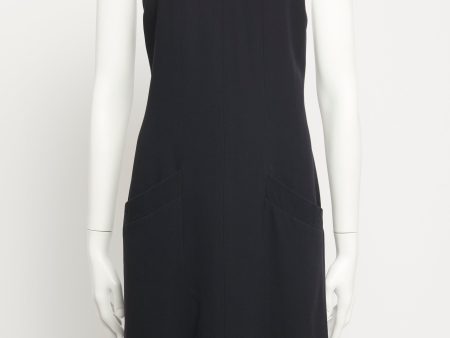 1998 Navy Wool Crepe Preowned Knee Length Dress Sale