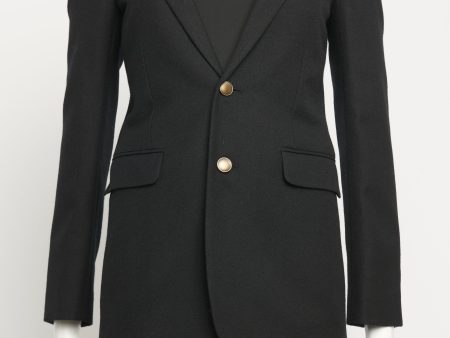 2017 Black Wool Blend Preowned Single Breasted Blazer Online Hot Sale