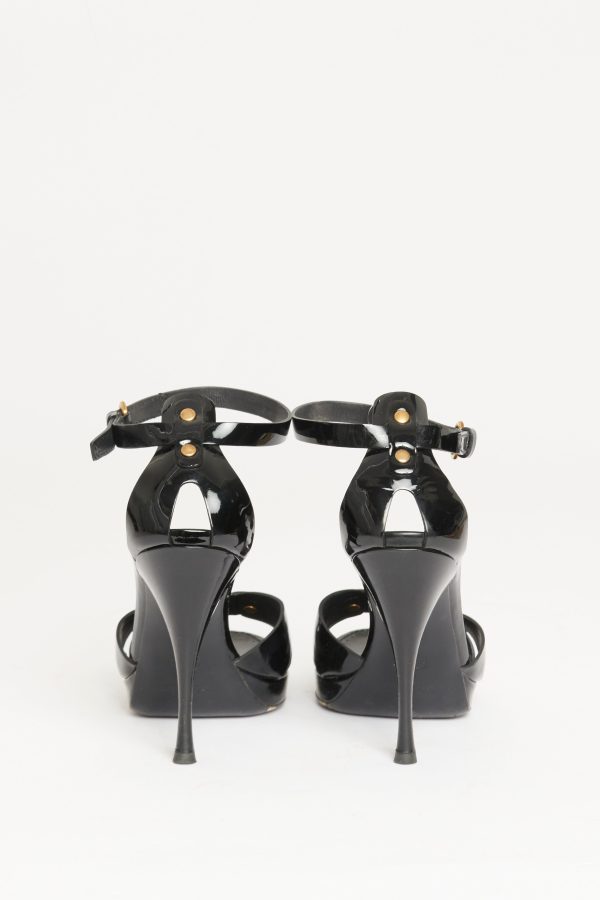 Black Patent Leather Preowned Sandals Hot on Sale