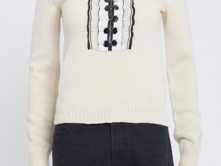 Cream Knitted Preowned Sweater with Seashell Embellishment Online now