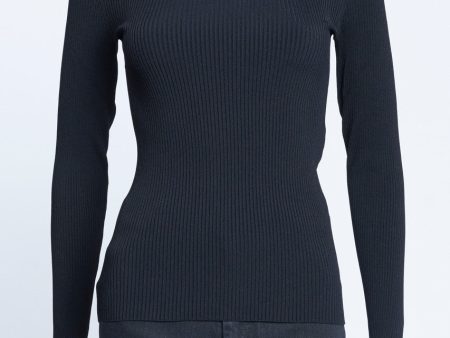 Black Rib-Knit Crew Neck Preowned Top Discount