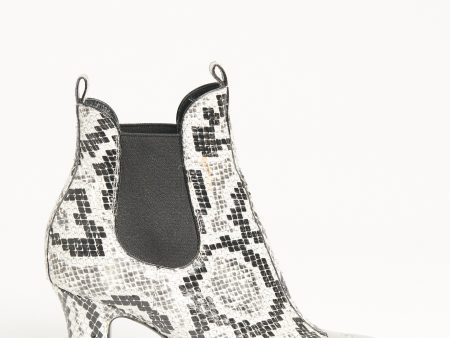 Black and White Snakeskin Preowned Ankle Boots Online