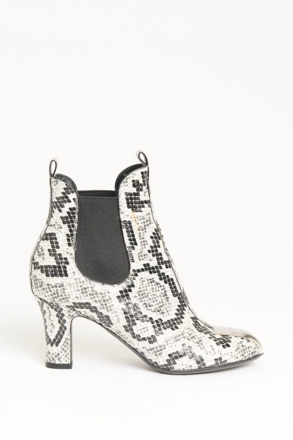 Black and White Snakeskin Preowned Ankle Boots Online