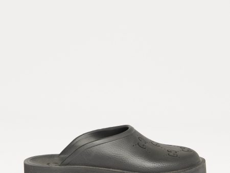 Black Rubber Preowned Elea Perforated  G  Mules Online Hot Sale