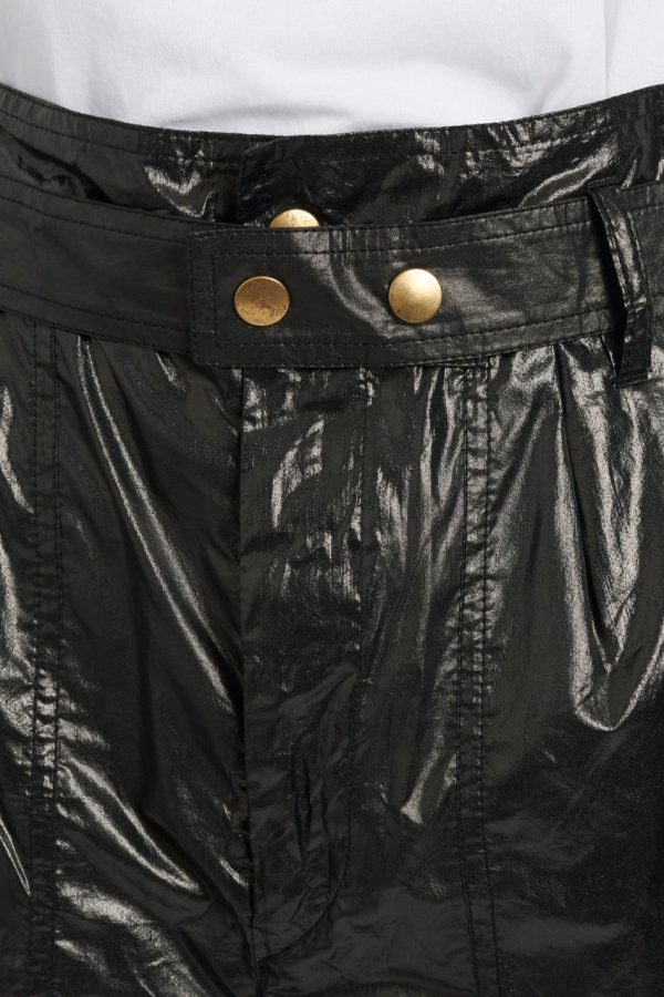 Black Shiny Cotton High-Waist Shorts Cheap