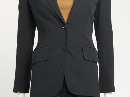 Black Viscose & Wool Blend Preowned Tailored Blazer Sale