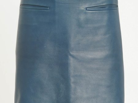 2010 Blue Lambskin Preowned A-Line Skirt Hot on Sale