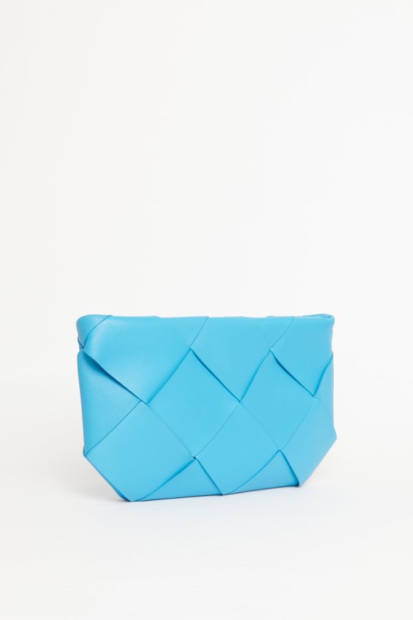 Blue Swimmi Lambskin Preowned Intrecciato Pouch Clutch Bag Online