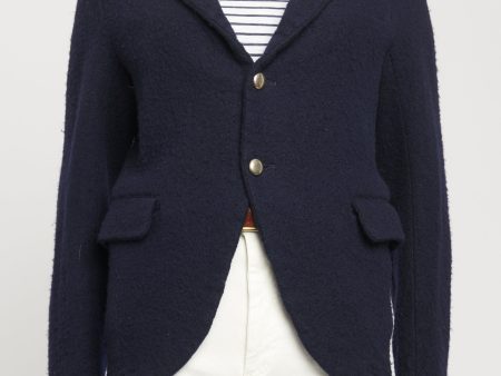 1990 s Navy Boiled Wool Preowned Single Breasted Blazer Cheap