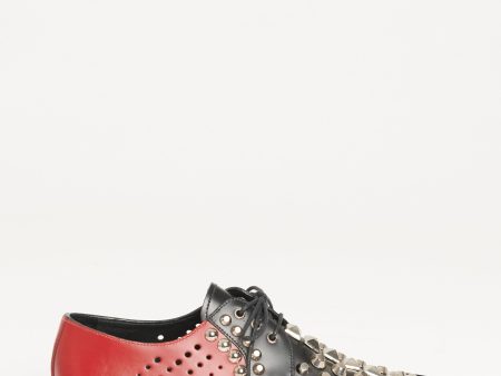 Red and Black Studded Preowned Derby Shoes Online now