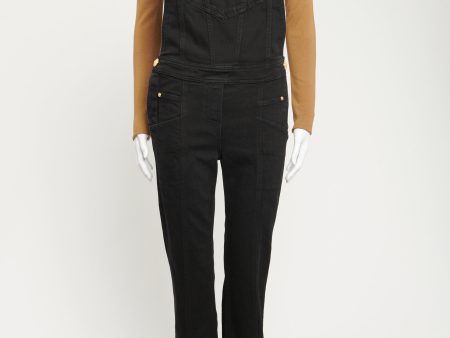 2017 Black Washed Denim Preowned Chain Dungarees Hot on Sale