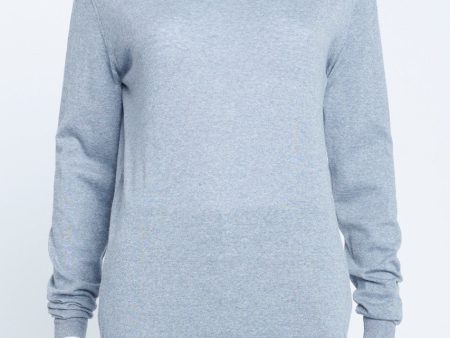 Light Melange Grey Virgin Wool Round Neck Preowned Jumper For Cheap