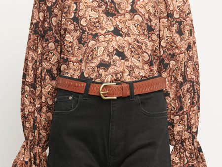 Black Polyester Preowned Paisley Blouse Online Hot Sale