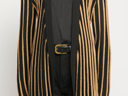 Black & Gold Viscose Blent Preowned Striped Cardigan Supply