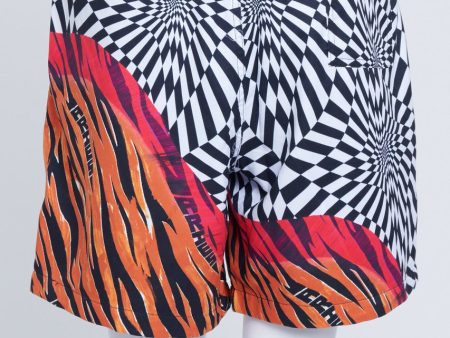 Vault By Vans x Aries Black Orange Trippy Distorted Print Shorts Cheap