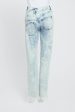 Blue Acid Wash Straight Leg Jeans With Stepped Waistband Discount