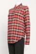 2018 Red & Black Viscose Blend Preowned Check Flannel Shirt For Sale