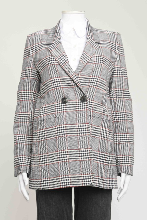 Multicoloured Houndstooth Polyester Blend Preowned Madeline Plaid Blazer For Sale