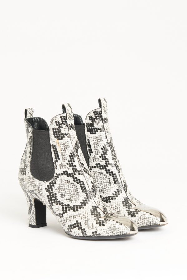 Black and White Snakeskin Preowned Ankle Boots Online