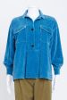 Blue Ribbed Button Down Top Cheap