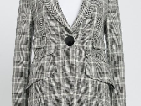 Black And White Plaid Wool Blazer on Sale