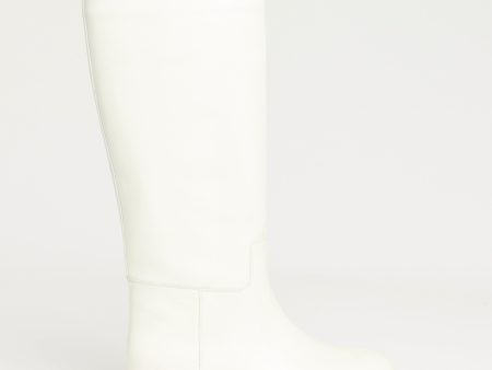 White Leather Tubular Preowned Lug Boots For Discount