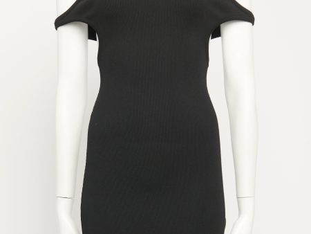 Black Cotton Blend Preowned Ribbed Mini Dress Online Sale