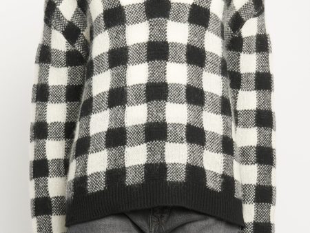 Monochrome Cashmere & Mohair Blend Preowned Check V-Neck Jumper Sale