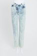 Blue Acid Wash Straight Leg Jeans With Stepped Waistband Discount