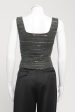 1998 Grey Linen Preowned Embellished Bustier Top Discount