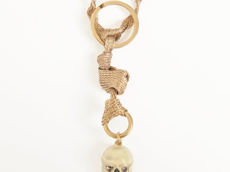 Gold Metal & Enamel Preowned Strass Skull Keychain Discount