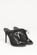 Black Suede Preowned Bow Peep-Toe Mules Online Hot Sale