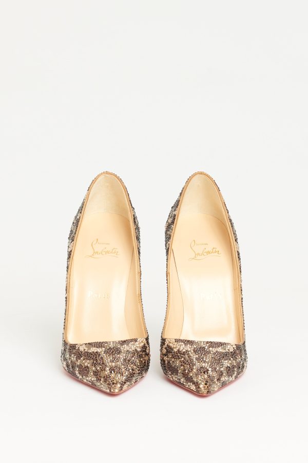 Brown Leather Preowned Leopard Strass So Kate 120 Pumps For Sale