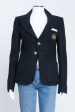 2007 Black Wool Blazer With Breast Pocket Embroidery And Gold Buttons For Sale