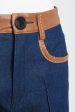 Indigo High-Waisted Jeans With Brown Leather Trim Online