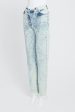 Blue Acid Wash Straight Leg Jeans With Stepped Waistband Discount