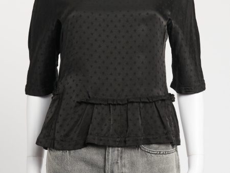 Black Rayon Preowned Ruffled Blouse on Sale