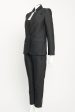 Black Wool Jacquard Blend Preowned Leopard Two Piece Suit Online