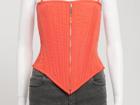 2018 Red Silk Preowned Corset Top Hot on Sale