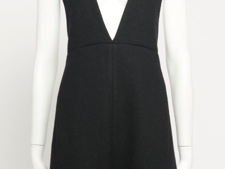 Black Wool Preowned Plunge V-Neck Playsuit Online now