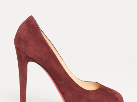 Burgundy Suede Preowned Miss Clichy 140 Pumps Sale